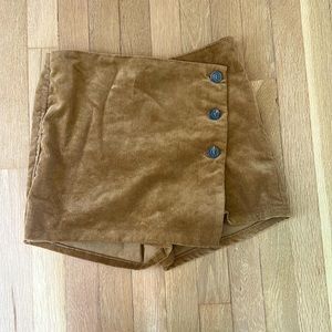 Love Tree Corduroy Skort Brown Asymmetrical Hem Side Buttons Size Medium